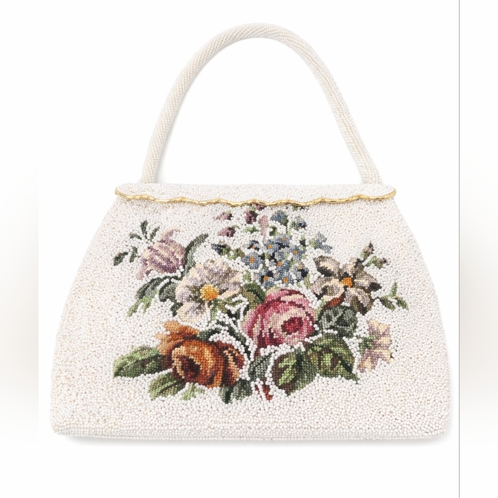 Vintage Hand-Beaded Floral Evening Bag – Made in Hong Kong